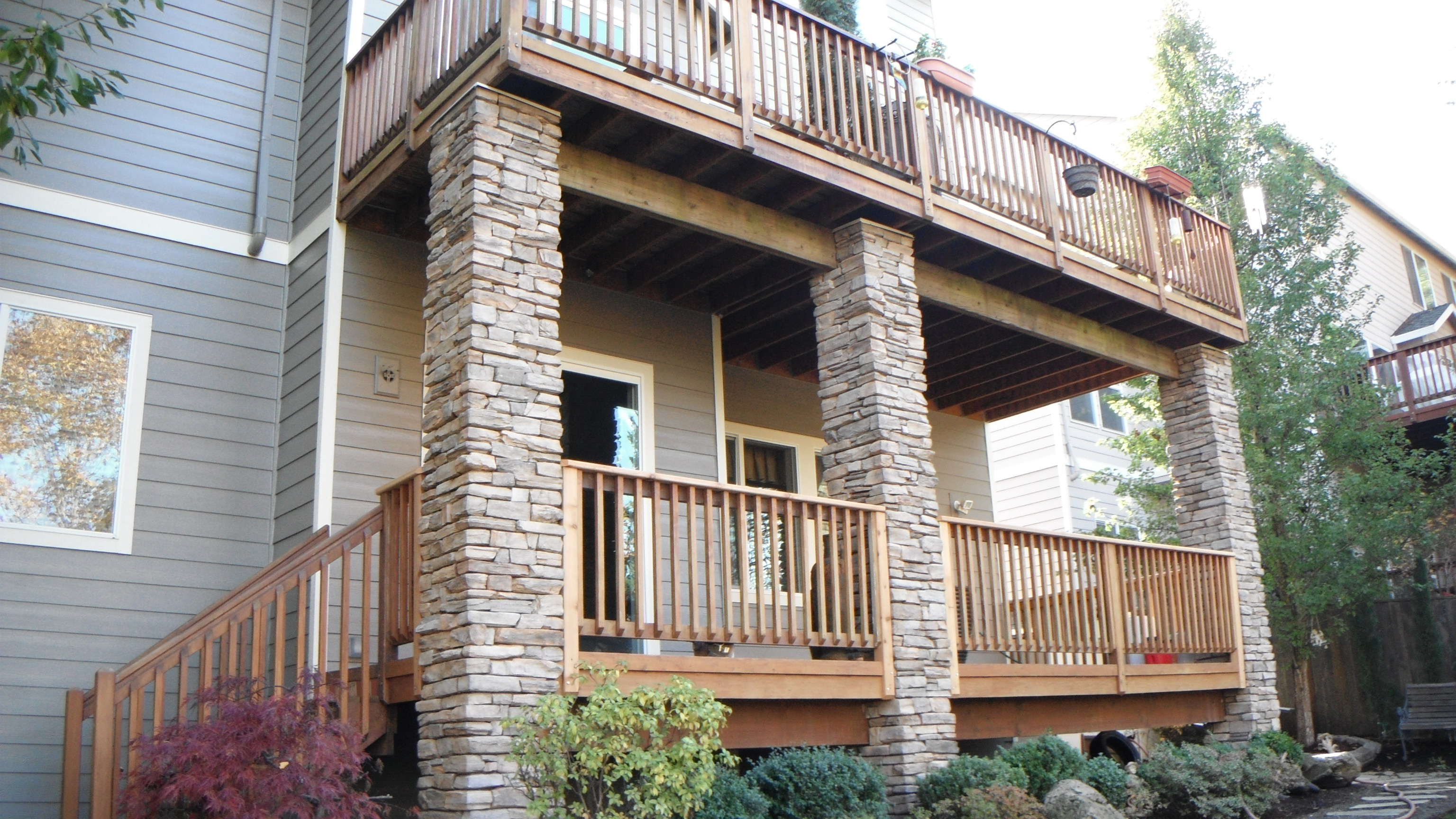 stone posts back porch Tikka Masonry Masonry Contractor Vancouver, WA